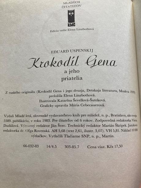 Krokodíl gena a jeho priatelia e.uspenskij (1983),