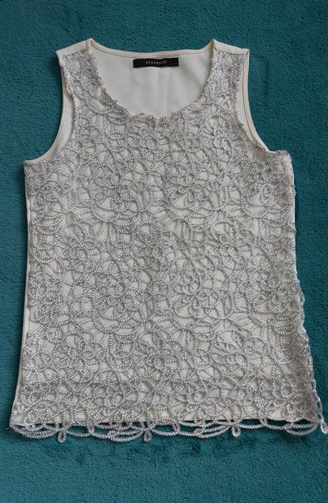 Slávnostný top bielo strieborný, reserved,xs