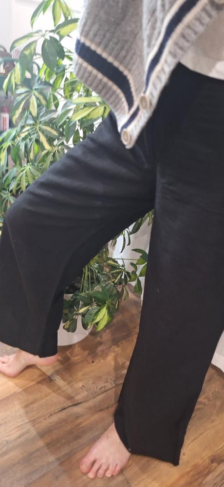 Ľanové čierne šioké nohavice h&m vel 36, h&m,36