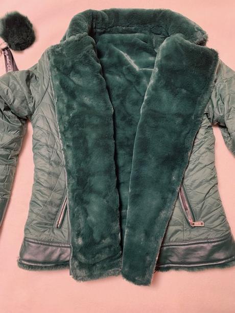 Obojstranná zelená bunda s kožušinou guess jeans, guess,l / m