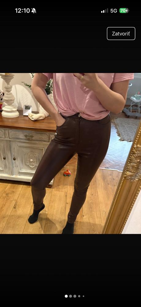 Koženkové nohavice s vysokým pasom, little things,m