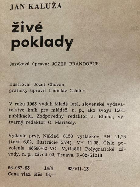 Živé poklady prvé vydanie 1963,