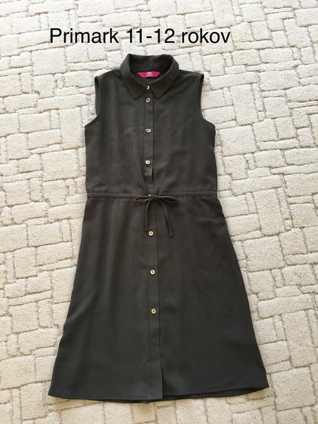 Olivové padavé šaty na 10-11 rokov - top stav., primark,146