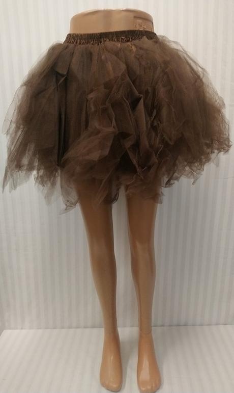 Dámska zlato hnedá asymetrická tylová sukňa, xs- m, s