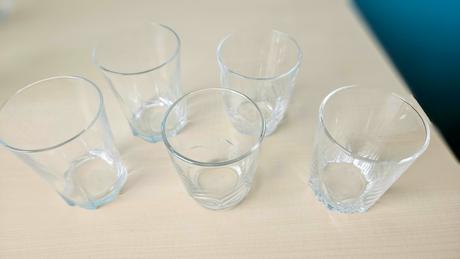 Retro poháre s reliéfnym vzorom, súprava 5 ks, 