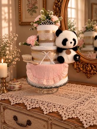 Plienková torta panda princezná - pre dievčatko,