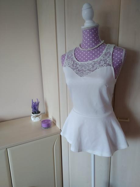 Damsky čipkovaný top s peplum, h&m,m