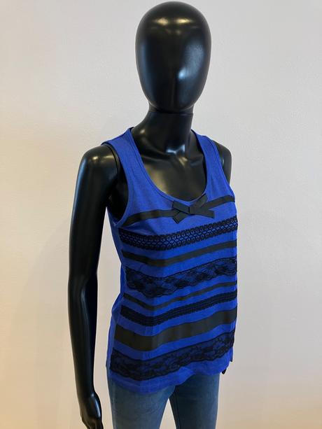 Dámske tričko s mašličkou modro-čierne, m