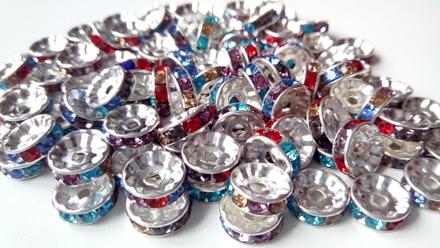 Rondelka so štrasom 10 mm multicolor,