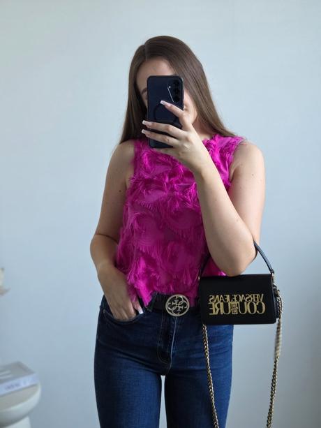 Ružový top xs/s, h&m,xs