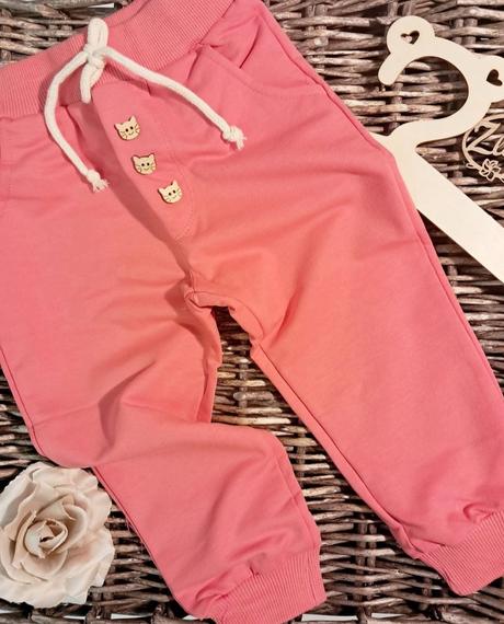 Detské bavlnené tepláky sivé mačička, 74 - 176