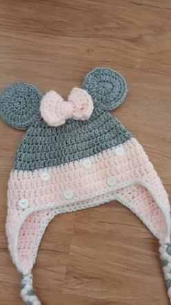 Minnie čiapka s uškami a mašličkou,