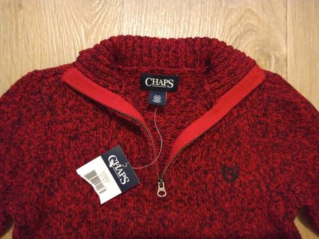 Červeý bavlnený sveter so stojačikom, 104