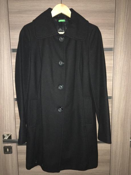 Čierny kabát benetton, benetton,38