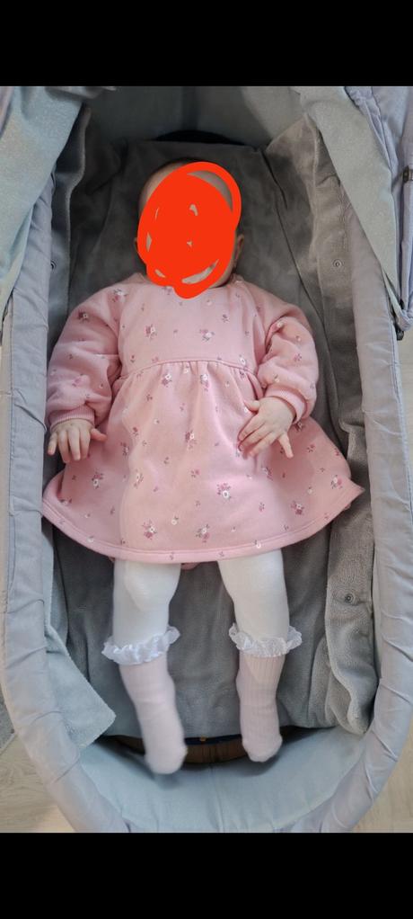 Teplejšie mikinové ružové šaty s malými kvetmi, f&f,68