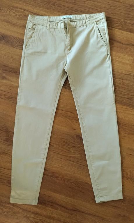 Krémové nohavice pull&bear, pull&bear,l