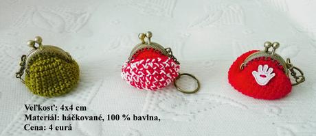 Háčkovaný prívesok mini peňaženka, 