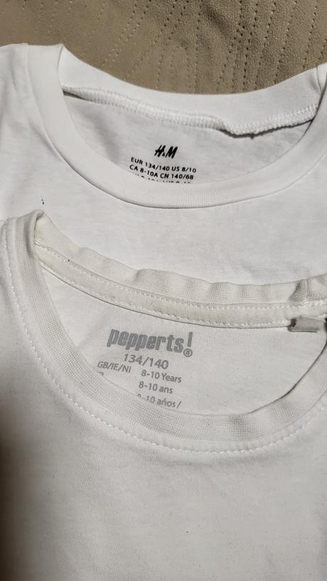 2ks biele tričko krátky rukáv velk  134/140, h&m,134
