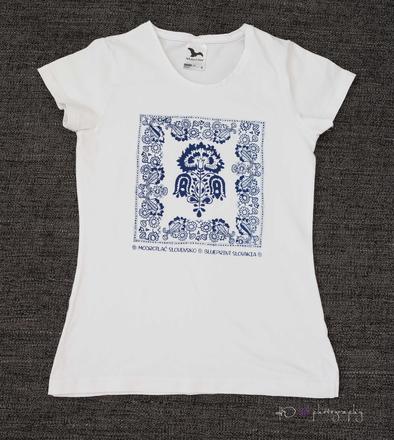 Biele tričko s modrotlačou, veľ. s, s