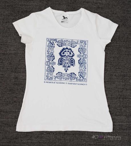 Biele tričko s modrotlačou, veľ. s, s