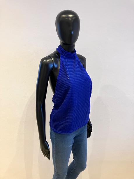 Kráľovskomodrý top okolo krku, m